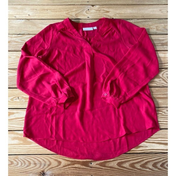 Belle by Kim Gravel Tops - NEW Belle by Kim Gravel V Neck Long Sleeve Blouse Size XS Women’s Red